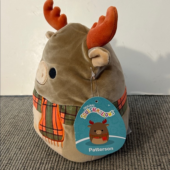 Squishmallows Patterson Reindeer Plush NEW orange green plaid scarf winter moose - Picture 3 of 9